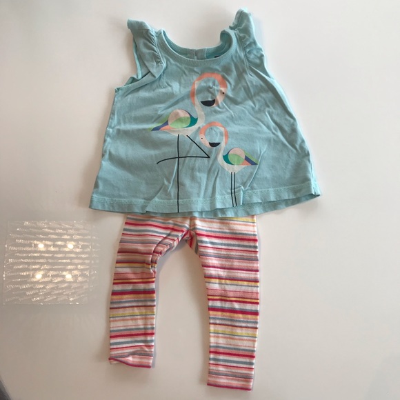 Tea Collection flamingo tee and striped leggings - Picture 1 of 2